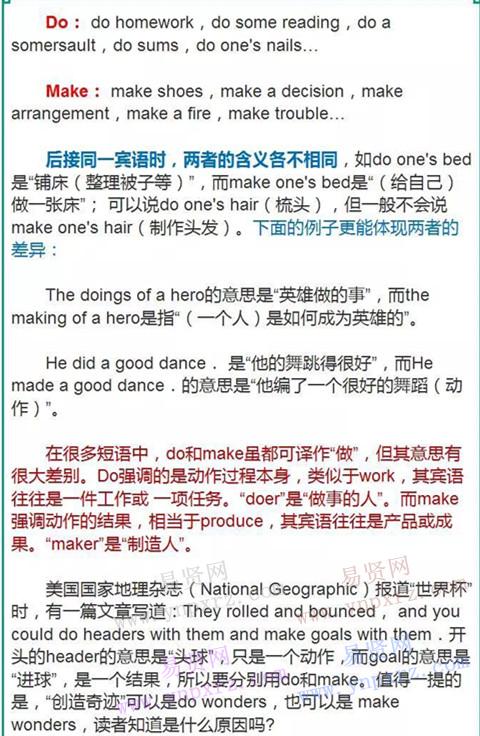 小学英语知识点:do和Make的不同之处
